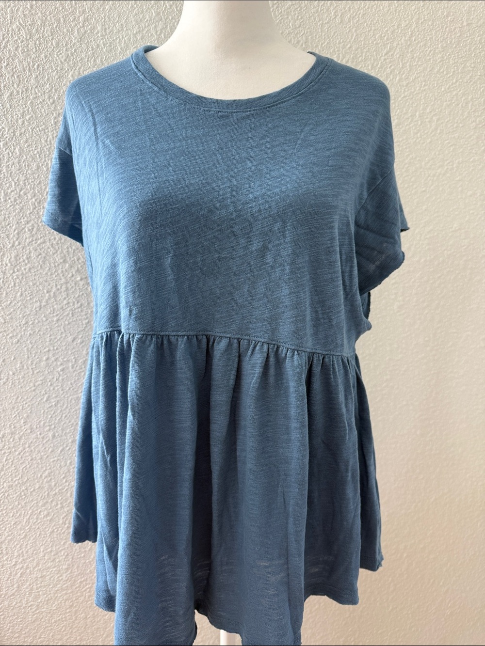 American Eagle Outfitters Dusty Blue Short Sleeve Peplum Tunic